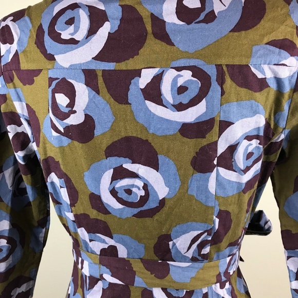Boden Riviera Floral Shirt Dress Roses Belt Size 4 - Picture 3 of 8